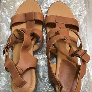 Kork-Ease Cognac Leather Strappy Buckle Sandals